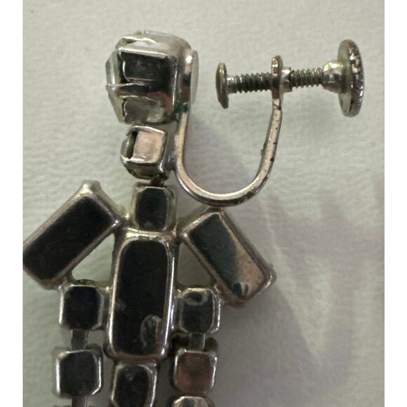 Vintage Art Deco-Style Clear Rhinestone Statement Chandelier Clip On Earrings - Picture 9 of 10